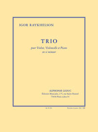 RAYKHELSON: TRIO EN SI MINEUR POUR VIOLON, VIOLONCELLE ET PIANO (PARTITION ET PARTIES)