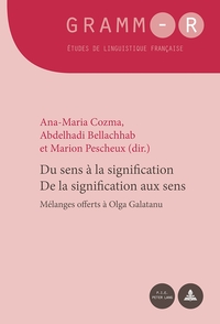 DU SENS A LA SIGNIFICATION DE LA SIGNIFICATION AUX SENS - MELANGES OFFERTS A OLGA GALATANU