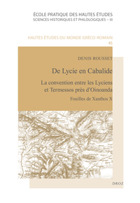 DE LYCIE EN CABALIDE : LA CONVENTION ENTRE LES LYCIENS ET TERMESSOS PRES D'OINOANDA