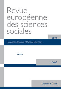 Revue européenne des sciences sociales. RESS (CVP), n. 60, t. 2/2