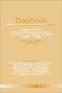 DAPHNIS, ZEITSCHRIFT FUR MITTLERE DEUTSCHE LITERATUR UND KULTUR DER FRUHEN NEUZEIT (1400-1750). BAND