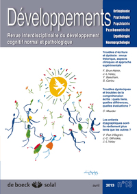 Revue interdisciplinaire du développement cognitif normal et pathologique 20011/5 - No 13