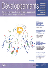 Revue interdisciplinaire du développement cognitif normal et pathologique 21010/1 - No 1