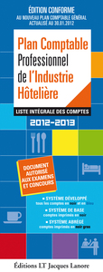 Plan comptable professionnel de l'industrie hôtelière 2012/2013