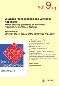 STUDIA INFORMATICA UNIVERSALIS N 9.1 - JOURNEES FRANCOPHONES DES LANGAGES APPLICATIFS