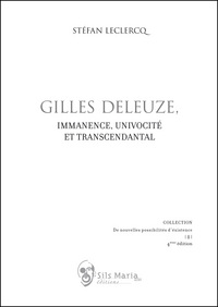 GILLES DELEUZE IMMANENCE, UNIVOCITE ET TRANSCENDANTAL