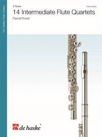 14 INTERMEDIATE FLUTE QUARTETS - 4 FLUTE TRAVERSIERES -PARTITION+PARTIES SEPAREES