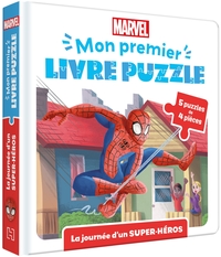 SPIDER-MAN - Mon Premier Livre Puzzle - 4 pièces - La journée d'un Super-Héros - MARVEL