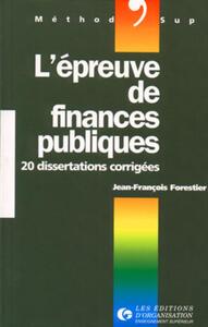 L'EPREUVE DE FINANCES PUBLIQUES