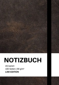 Notizbuch A5 kariert - 100 Seiten 90g/m² - Soft Cover Schwarz - FSC Papier