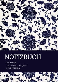 Notizbuch A4 dotted - 100 Seiten Soft Cover - floral blau - FSC Papier
