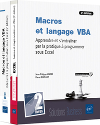 MACROS ET LANGAGE VBA - COFFRET DE 2 LIVRES : APPRENDRE ET S'ENTRAINER PAR LA PRATIQUE A PROGRAMMER