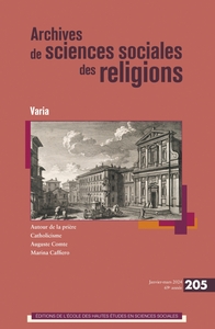 ARCHIVES DE SCIENCES SOCIALES DES RELIGIONS N  205 - VARIA