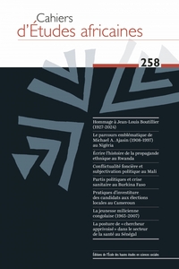 CAHIERS D'ETUDES AFRICAINES NO 258 - VARIA