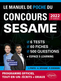 Le Manuel de POCHE du concours SESAME 2022 (Programme officiel : écrits + oraux)