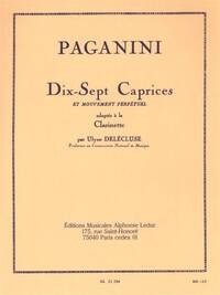DIX-SEPT CAPRICES ET MOUVEMENT PERPETUEL ADAPTES A LA CLARINETTE