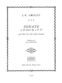 LOEILLET DE GANT SONATA G MINOR OP 4 NO 6 TREBLE RECORDER & BCONT BK