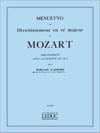 MOZART DUPONT MENUETTO DU DIVERTISSEMENT IN D CLARINET & PIANO BOOK