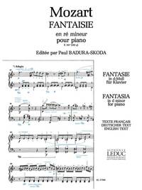 WOLFGANG AMADEUS MOZART: FANTAISIE NO.3, K397 IN D MINOR (PIANO SOLO) PIANO