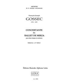GOSSEC CONCERTANTE DU BALLET DE MIRZA 2 HARPS & ORCHESTRA SCORE/PARTS