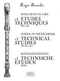 ROGER BERNOLIN: 15 ETUDES TECHNIQUES (ALTO) (RECORDER SOLO)