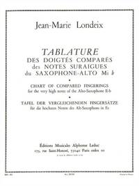 JEAN-MARIE LONDEIX: TABLATURE DES DOIGTES COMPARES DES NOTES SUR-AIGUES (SAXOPHONE SOLO)