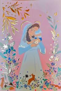 CARTE + ENVELOPPE SOUS CELLOPHANE - VIERGE ROSE -DORURE - LOT DE 10