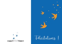 Lot de 10 cartes double vernis selectif "Félicitations 3 colombes" avec enveloppe