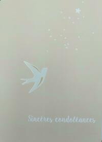 Carte double + enveloppe sous cellophane - Sincères Condoléances - lot de 10