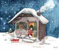 CARTE DE VOEUX (DOUBLE) LAURE CHANAL - CHAUMIERE AVEC ENVELOPPE - SACHET SOUS CELLOPHANE - LOT DE 10