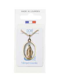 ENSEMBLE CONSTITUE D'UNE MEDAILLE ET D'UNE CHAINE DOREE - MEDAILLE OVALE MIRACULEUSE