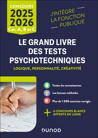 TOUS CONCOURS FONCTION PUBLIQUE - T01 - LE GRAND LIVRE DES TESTS PSYCHOTECHNIQUES 2025-2026 - LOGIQU