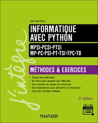 Informatique avec Python - Méthodes et exercices - MPSI-PCSI-PTSI-MP-PC-PSI-PT-TSI-TPC-TB - 3e éd.