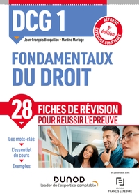 DCG 1 FONDAMENTAUX DU DROIT - FICHES DE REVISION - 3E ED. - REFORME EXPERTISE COMPTABLE