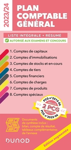 PLAN COMPTABLE GENERAL 2023/24 - EDITION AUGMENTEE - LISTE INTEGRALE DES COMPTES + DOCUMENTS DE SYNT