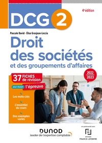 DCG 2 DROIT DES SOCIETES ET DES GROUPEMENTS D'AFFAIRES - FICHES DE REVISION 2022/2023