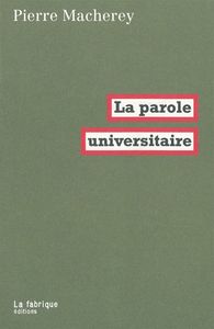 LA PAROLE UNIVERSITAIRE