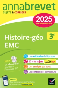 Annales du brevet Annabrevet 2025 Histoire-géographie EMC 3e - Nouveau brevet