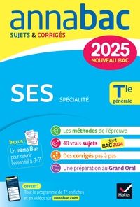 Annales du bac Annabac 2025 SES Tle générale (spécialité)