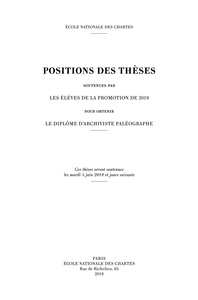 Positions des thèses, Année 2019