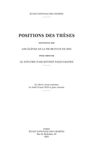 POSITIONS DES THESES, ANNEE 2022