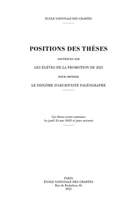 POSITIONS DES THESES, ANNEE 2023