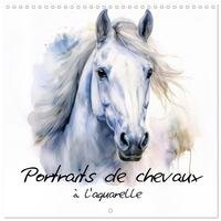 Portraits de chevaux à l'aquarelle (Calendrier mural carré 2026 30x30 cm) Calendrier double avec une page pour vos prises de notes