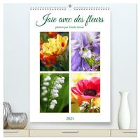 Joie avec des fleurs  (Calendrier mural 2025 DIN A2 horizontal) calendrier de bureau