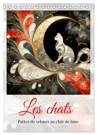 Les chats - Pattes de velours au clair de lune (Calendrier de bureau 2026 DIN A5 horizontal), CALVENDO calendrier mensuel