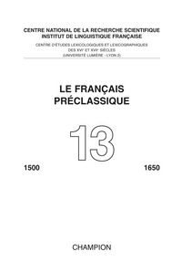 Le Français préclassique 13 2011