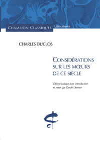 CONSIDERATIONS SUR LES MOEURS DE CE SIECLE