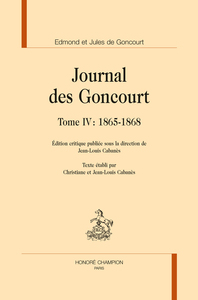 JOURNAL DES GONCOURT T4 1865-1868