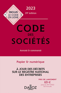 Code des sociétés 2023 39ed - Annoté et commenté