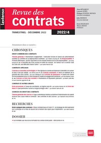 Revue des contrats N°4-2022